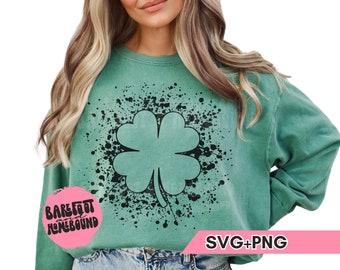 Paint Splatter Clover SVG, Shamrock, St Patricks Day Svg, Luckyt SVG, Lucky Shirt Design, Grunge Four Leaf Clover Cut File Cricut, Luck svg