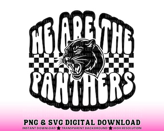 Checkered Panthers Mascot SVG PNG: Retro Team Design (Digital Download)