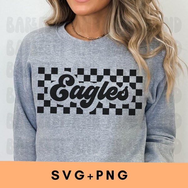 Checkered Eagles SVG, Eagles Mascot PNG, School Mascot Eagles svg, Eagles Shirt Design, Retro Eagles svg, Eagles Sublimation, Eagles png