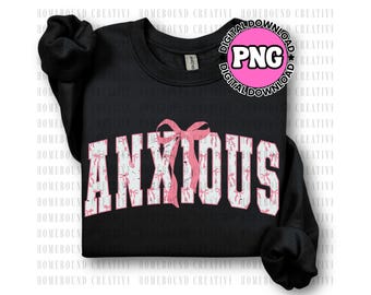 Coquette Anxious Mom PNG: Preppy Anxiety Bow Shirt Design (Digital Download)