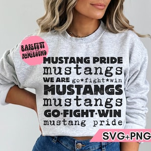mustang Pride SVG: Schulmaskottchen, Football Mom (Digitaler Download)