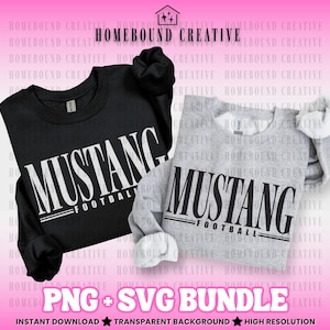 Mustang Football Mascot SVG PNG: Mustangs Shirt Design (Digital Download) image 1