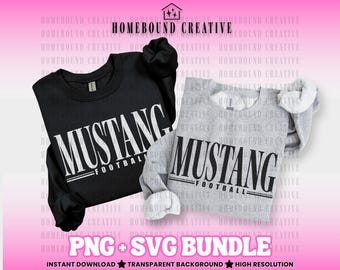 Mustang Football Mascot SVG PNG: Mustangs Shirt Design (Digital Download)