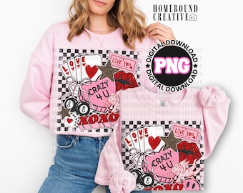 Valentines Collage PNG: Cupid XOXO Leopard Cherry 8 Ball Checkered Shirt Design (Digital Download)