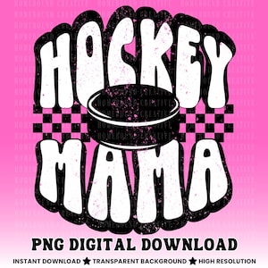 Checkered Hockey Mama PNG: Retro Puck Shirt Design (Digital Download)