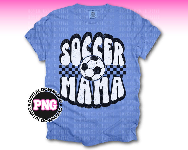 Retro Soccer Mama PNG: Checkered Design (Digital Download) image 3