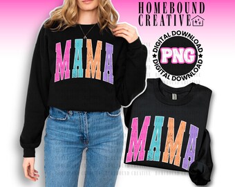 Bright Varsity Mama PNG: design per maglietta "Mamma al neon rovinata" (download digitale)