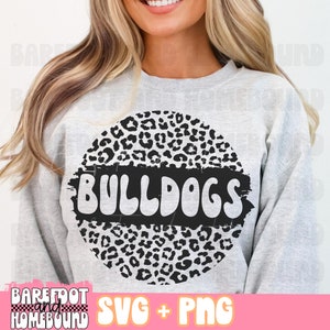 Leopard Print Bulldogs SVG PNG: School Spirit Design (Digital Download)