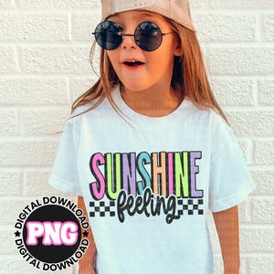Checkered Neon Sunshine PNG: Summer Vacation Shirt Design (Digital Download) image 4