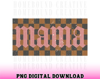 Rutig mamma PNG: Preppy Goth-moderskapsdesign (digital nedladdning)