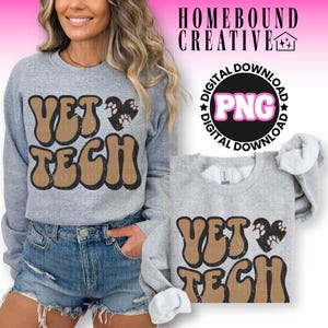 Retro Vet Tech Paw Print Heart PNG: Veterinary Shirt Design (Digital Download)