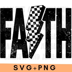 Checkered Faith SVG Bundle: Grunge Lightning Bolt Design (Digital Download)