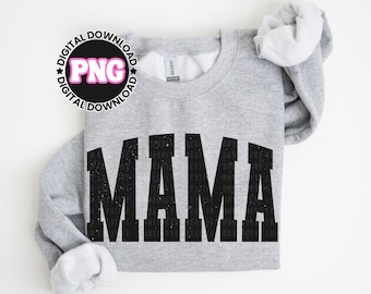 Grunge Varsity Mama PNG: Distressed Mom Style Shirt Design (Digital Download)