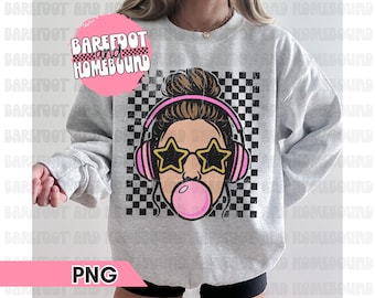 Bubblegum Girl PNG: Retro Mom Design for Shirts (Digital Download