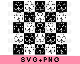 Checkerboard Shamrock SVG: Grunge St Patricks Day Design (Digital Download)
