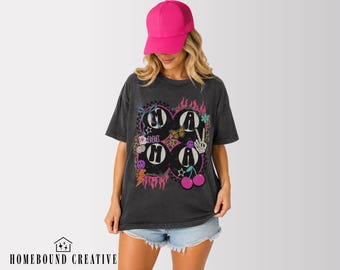8 Ball Mama Checkered Lightning Cherry Collage T-shirt