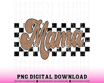 Retro Checkered Mama PNG: Projekt zrozpaczonej mamy (pobranie cyfrowe)