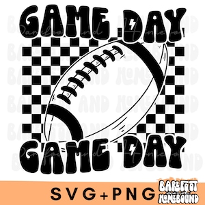 Checkered Football Game Day SVG: Retro Shirt Design (Digital Download