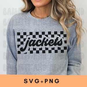 Checkered Jackets SVG PNG: Retro Font, School Spirit Design