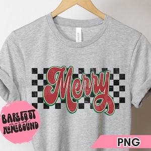 Checkered Merry PNG, Christmas png, Checkered Christmas png , Festive Shirt Design, Retro Christmas Digital, Holiday Shirt Sublimation