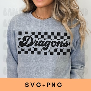 Checkered Dragons SVG, Dragons Mascot PNG, Retro Mascot Dragons SVG, Trendy  Dragons svg, Dragons Shirt Design, Dragons Sublimation png