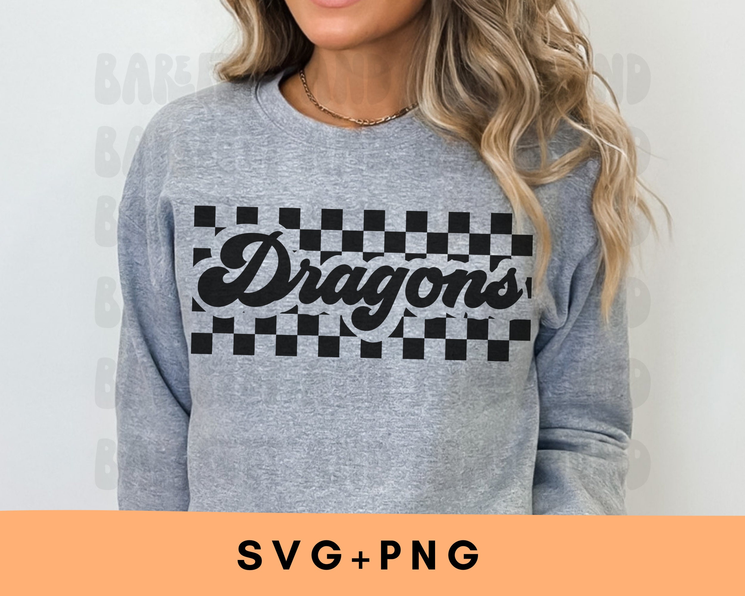 Checkered Dragons Mascot SVG PNG: Retro Shirt Design (Digital Download)