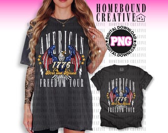 Vintage 4th of July PNG: American Freedom Tour 1776 Shirt Design (Digital Download)