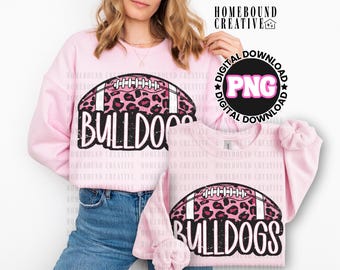 Leopard Football Bulldogs PNG: Pink Out Bulldog Mom Shirt Design (Digital Download)