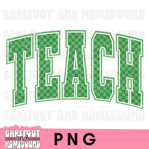 Green Checkered Teach PNG: St Patricks Teacher Shirt Design (Digital Download)