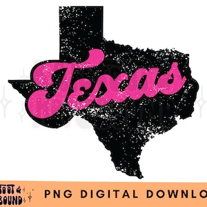Pink Retro Texas PNG: Distressed TX Digital File (Digital Download)