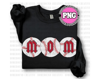 Baseballmamma PNG: Rock and Roll Sports Mama-tröjadesign (digital nedladdning)