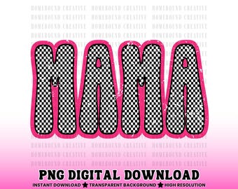 Mamá a cuadros rosas PNG: Diseño de mamá retro desgastado (Descarga digital)
