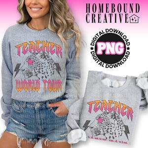 Rock Teacher PNG: Teach Leopard World Tour Shirt Design (Digital Download)
