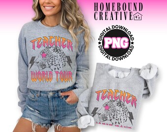 Professeur de rock PNG : enseignez la conception de chemise Leopard World Tour (téléchargement numérique)