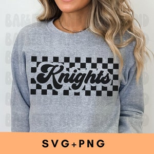 Checkered Knights Mascot SVG PNG: Retro Font Shirt Design