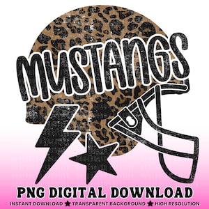 Leopard mustangs Football Helm PNG: Geparden Print Shirt Design (Digitaler Download