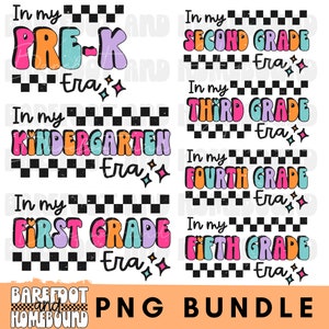 Retro Elementary PNG Bundle: Pre-K - 5th Grade Designs (Digital Download)