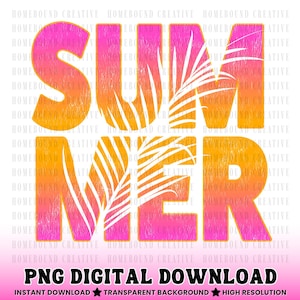 Neon Summer PNG: Sun Palm Trees Summertime Shirt Design (Digital Download) image 1