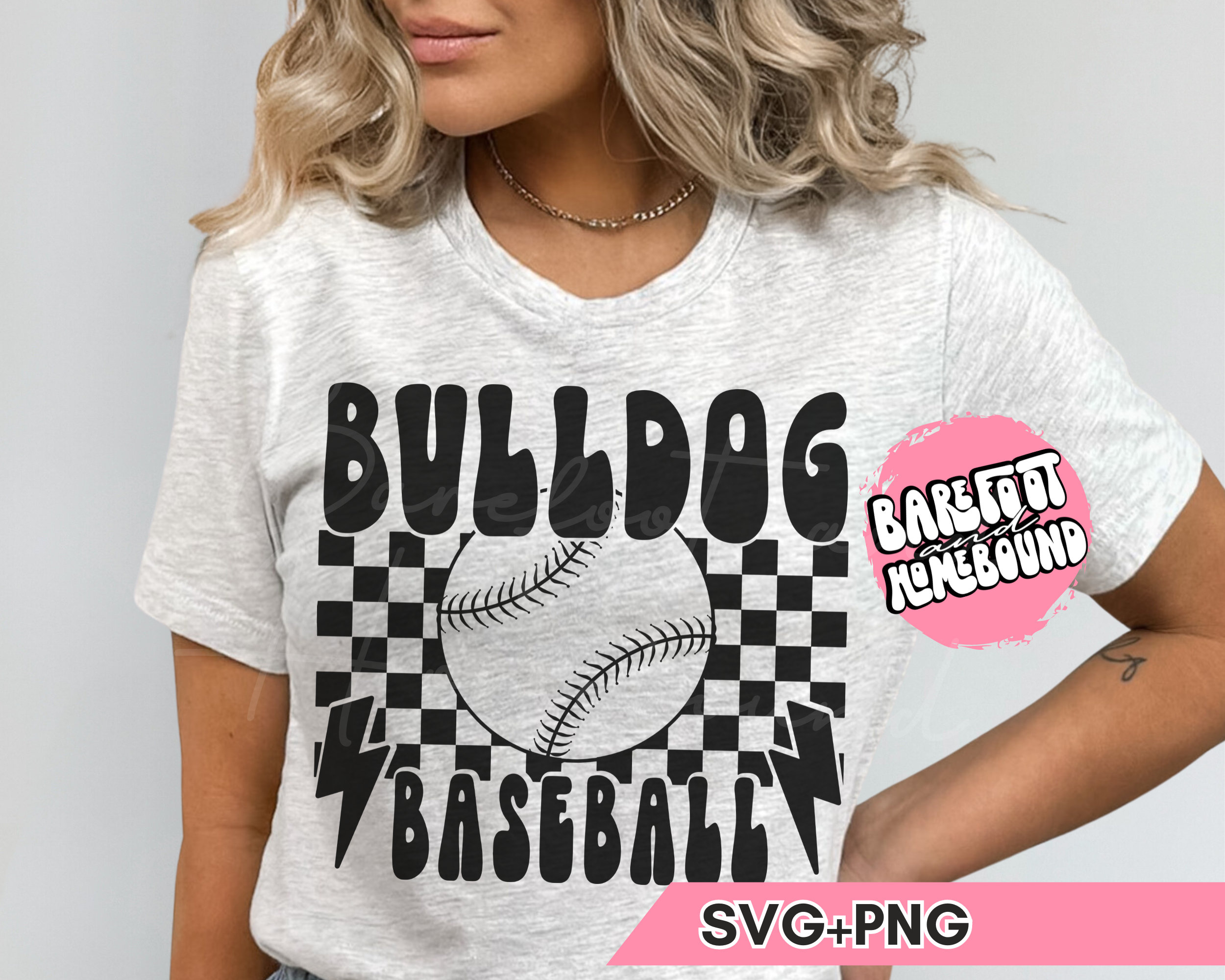 Retro Bulldog Baseball SVG: Checkered Design (Digital Download)