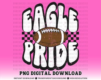 Retro Eagles Pride PNG: Checkered Mascot Football Shirt Design (Digital Download)