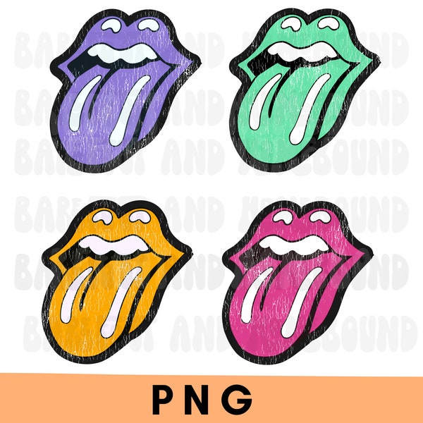 Rock and Roll PNG, Rock Tongue Png, Distressed Concert Png, Lips Png, Colorful Tongue Sublimation, Rock Band PNG, Rock n Roll Shirt Design