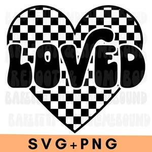 Checkered Heart Loved SVG: Retro Valentine Design (Digital Download)