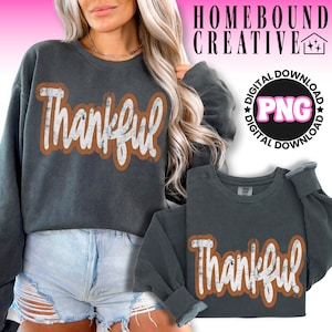 Thankful PNG: Retro Fall Shirt Design (Digital Download)