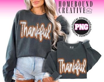 Thankful PNG: Retro Fall Shirt Design (Digital Download)