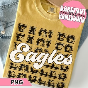 Retro Eagles Mascot PNG: Distressed Varsity Design (Digital Download)