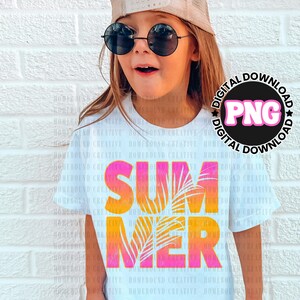 Neon Summer PNG: Sun Palm Trees Summertime Shirt Design (Digital Download) image 2