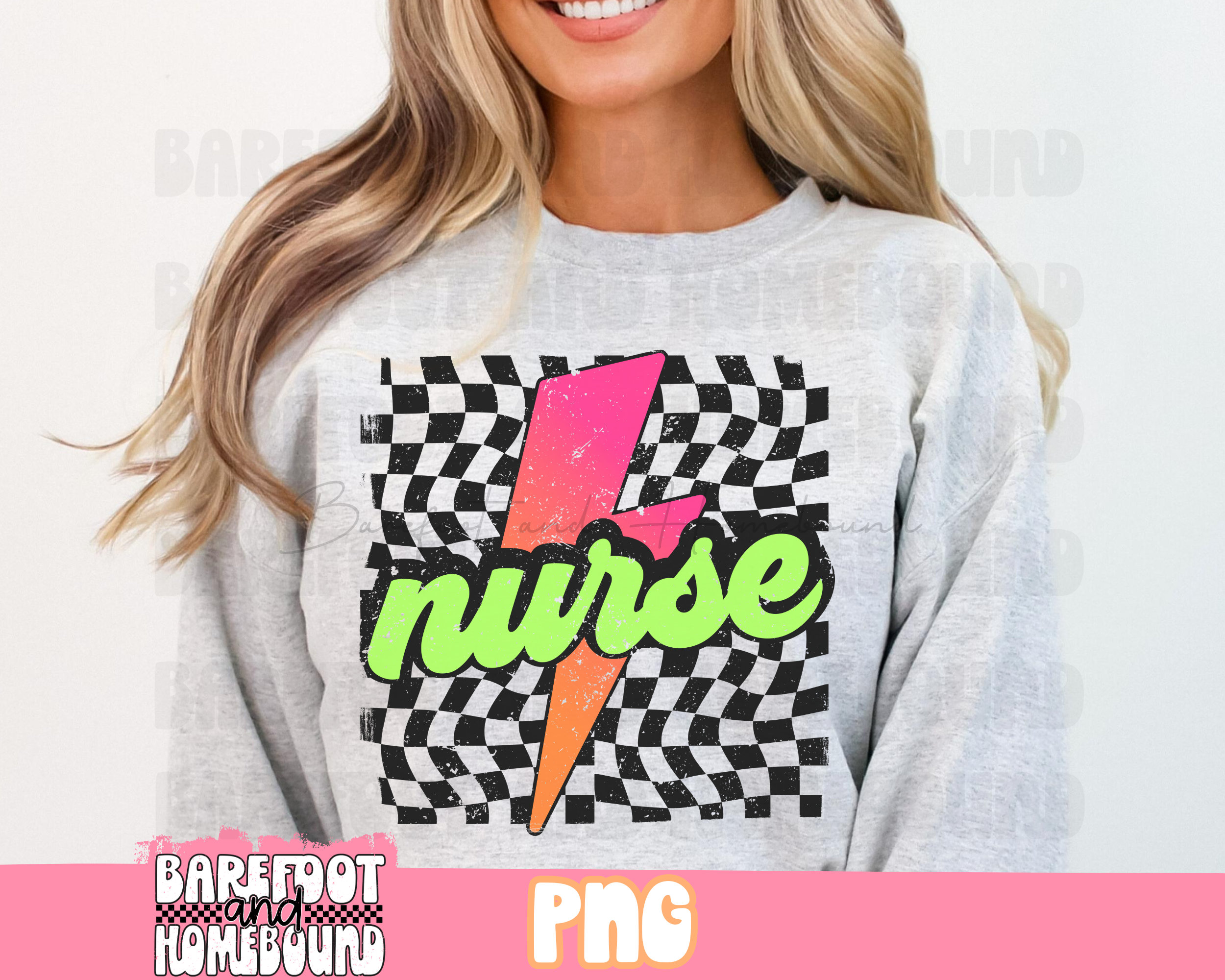 【MODERNIF】nurse linen check shirt Checkered Neon Nurse PNG, Lightning Grunge Nursing Png