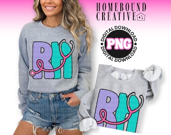 Retro RN Nurse PNG: Stethoscope Nursing Shirt Design (Digital Download)
