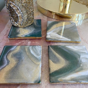 Set of 4 Luxury green coasters