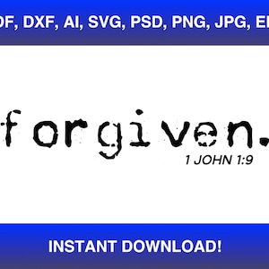 Perdonato Svg, Camicia perdonata Svg, T-shirt perdonata Svg, Christian Svg, Camicia cristiana Svg, Ministero maschile Svg